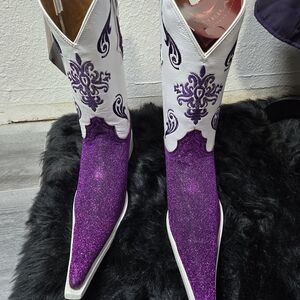 El General Purple and White Western Boots